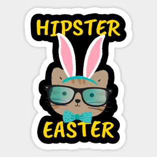 Hipster Easter modern stylish cat Easter bunny rabbit saying Sticker